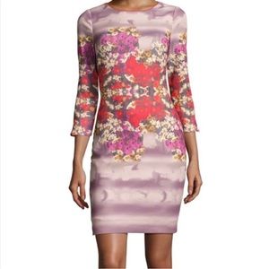 EUC Badgley Mischka Belle Floral  Sheath dress size 6